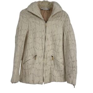 See By Chloe Women’s Size 6 Cream Mid Coat Jacket Designer Italy luxury Zip Up